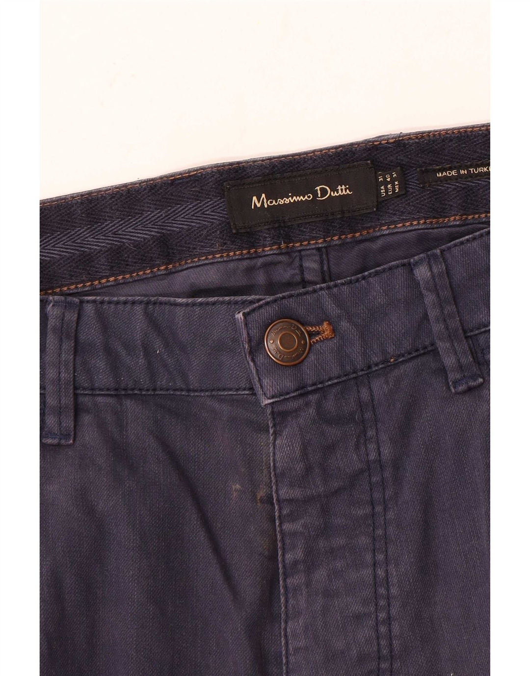Calça casual slim masculina Massimo Dutti UE 40 médio W31 L35 azul marinho