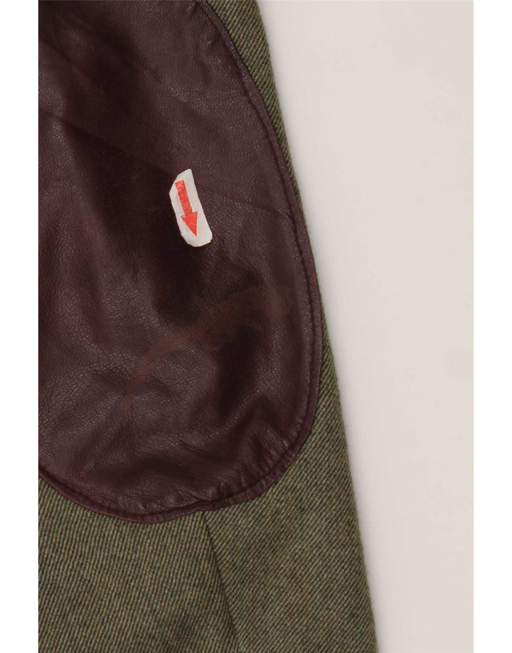 Jaqueta blazer masculina vintage com 3 botões UK 38 Medium Khaki Colourblock