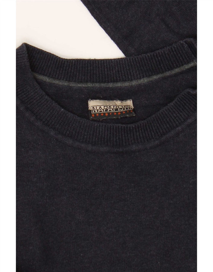 Suéter masculino Napapijri com ajuste regular e gola redonda, azul marinho médio