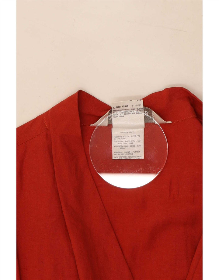 Vestido feminino Max Mara UK 12 linho vermelho médio