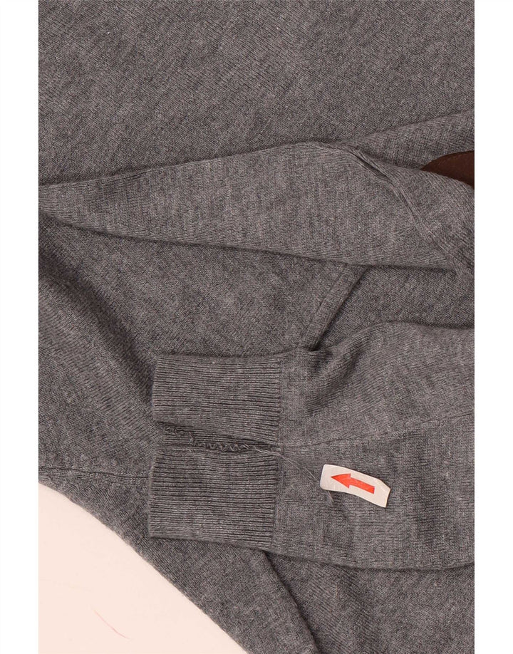 Zara Suéter masculino com decote em V, viscose cinza médio