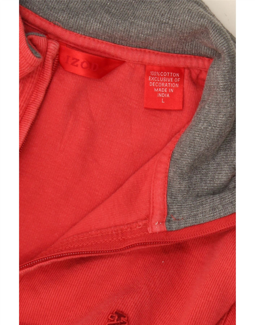 IZOD Mens Zip Neck Sweatshirt Jumper Large Red Cotton Vintage Izod and Second-Hand Izod from Messina Hembry 
