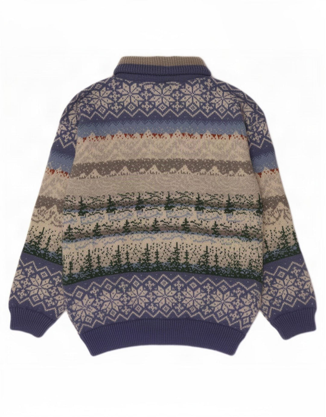 Suéter masculino vintage com zíper e gola média multicolorido Fair Isle