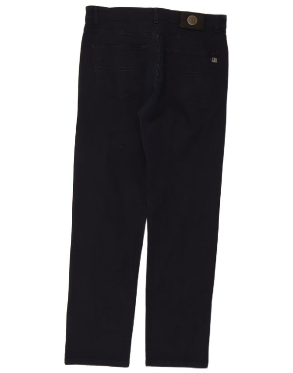 Trussardi Calça masculina reta casual W34 L30 algodão azul marinho