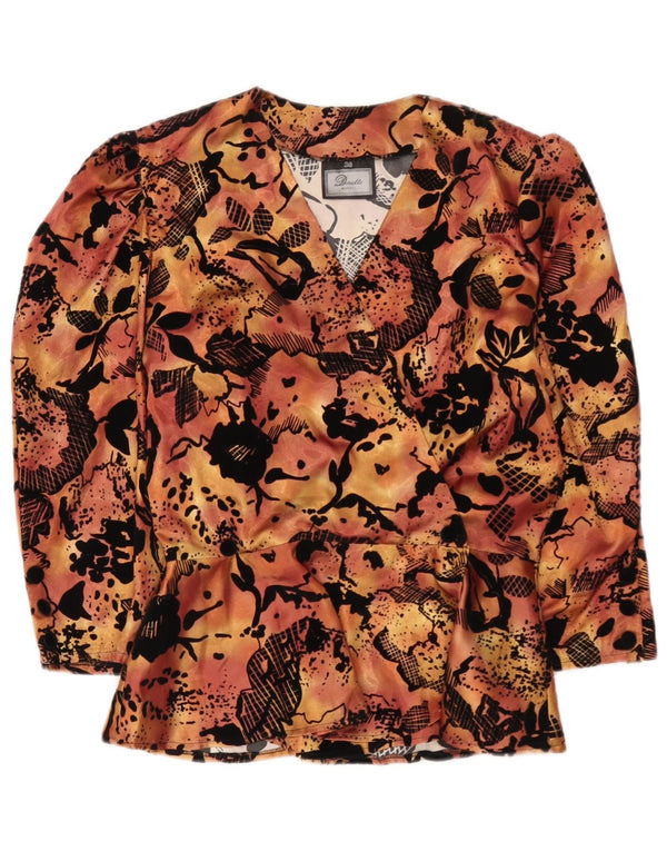 Dorette blusa feminina manga 3/4 top EU 38 médio laranja floral