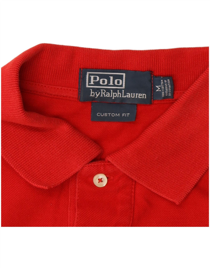 Camisa polo masculina Ralph Lauren Custom Fit de algodão vermelho médio