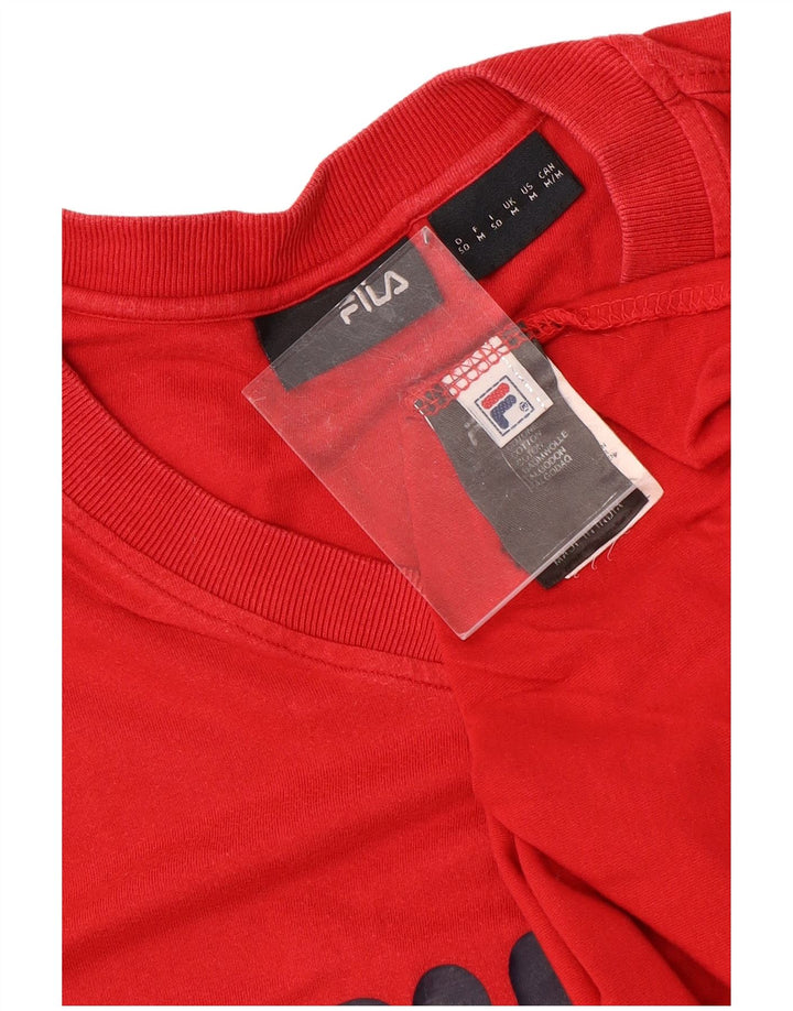 Camiseta masculina gráfica FILA Top médio algodão vermelho