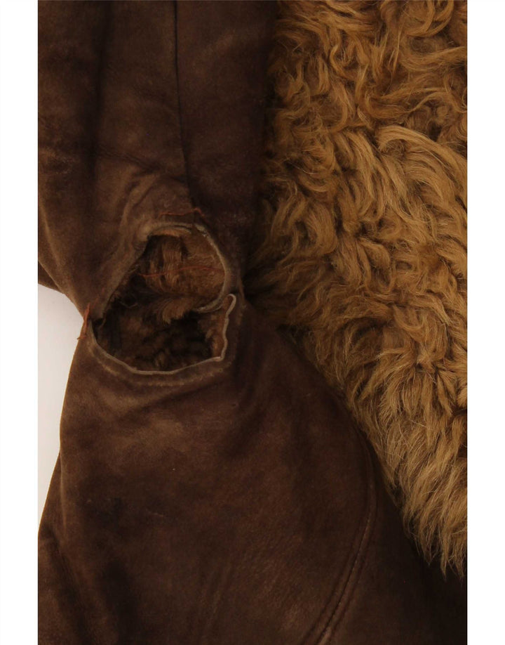 Casaco feminino vintage de 3 botões Shearling UK 14 Marrom médio