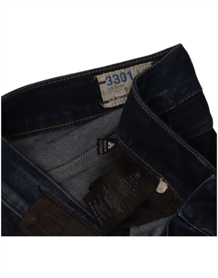 G-Star feminino 3301 jeans largo W29 L32 algodão azul marinho