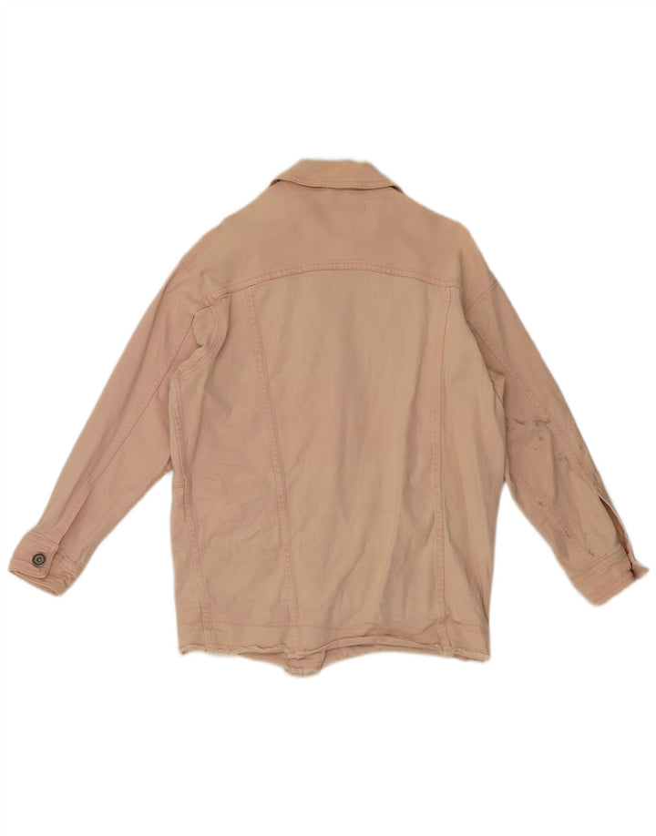 Jaqueta jeans oversized feminina Zara Reino Unido 6 XS algodão rosa