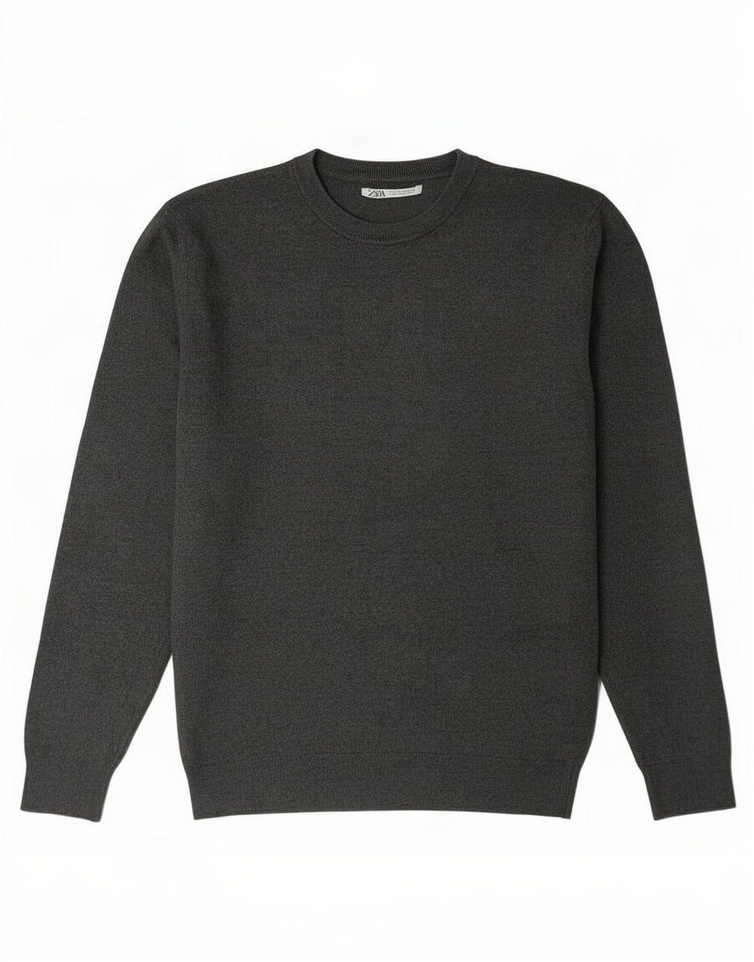 Zara Suéter masculino com gola redonda cinza médio