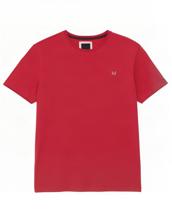 Camiseta masculina Crew Clothing Top grande algodão vermelho