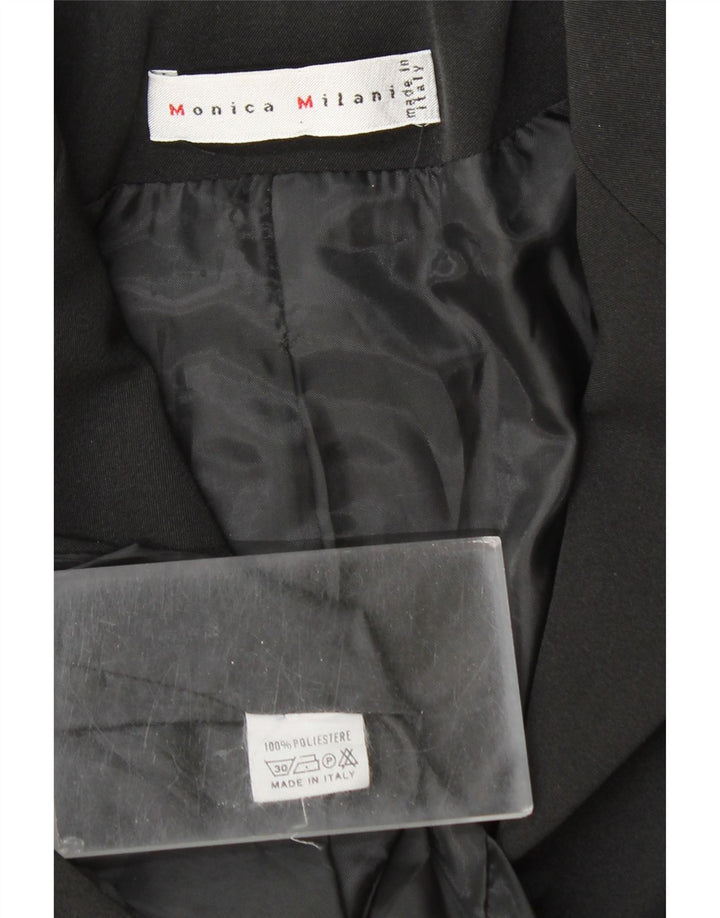 VINTAGE Womens Blazer Jacket UK 12 Medium Black Polyester