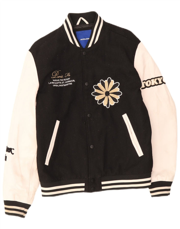 Jaqueta masculina gráfica Jack & Jones UK 38 bloco colorido preto médio