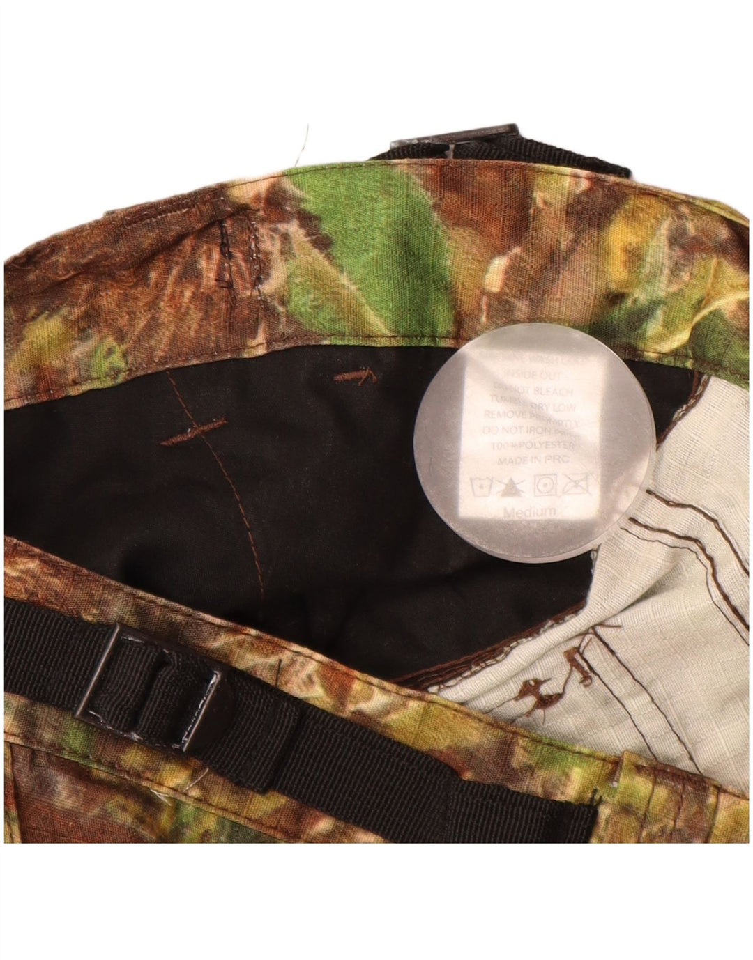 Calça cargo masculina VINTAGE reta média W32 L31 cáqui floral poliéster