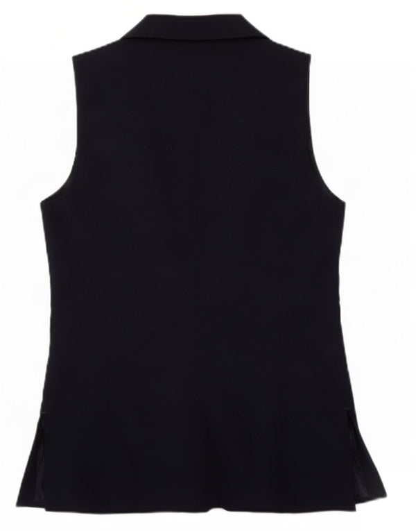 Zara Womens Sleeveless Open Blazer Jacket UK 10 Small Navy Blue Polyester