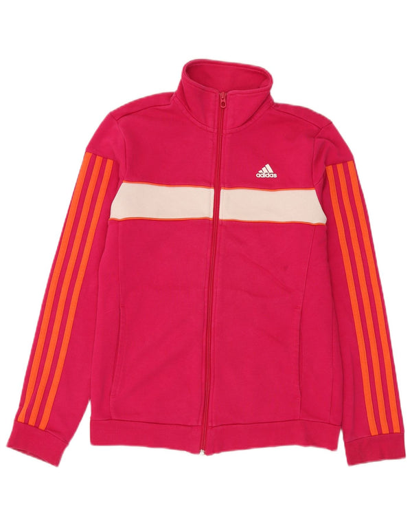 Adidas Womens Tracksuit Top Jacket UK 8/10 Pequeno Rosa Colorblock Algodão