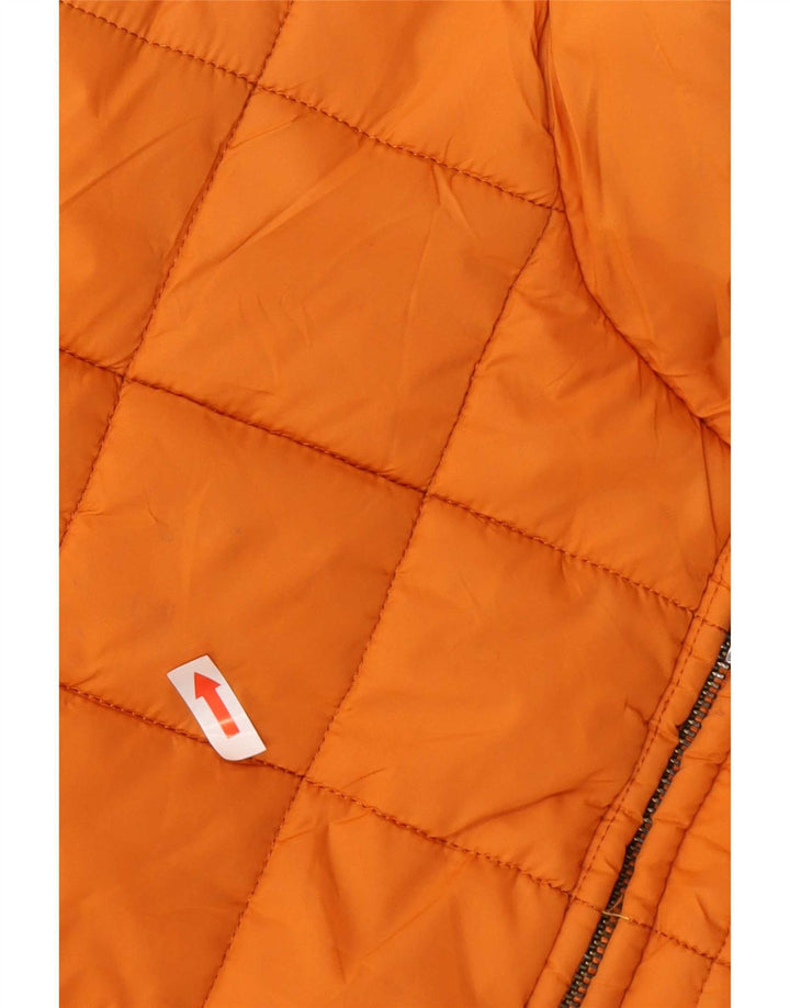 Jaqueta acolchoada masculina Zara UK 38 poliéster colorblock laranja médio