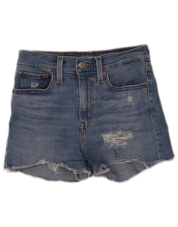 Shorts jeans feminino Levi's com cintura alta desgastado W25 XS azul algodão