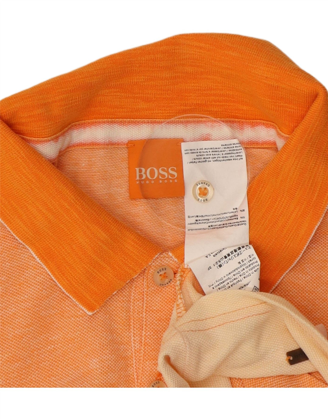 Camisa polo masculina HUGO BOSS médio laranja colorblock algodão