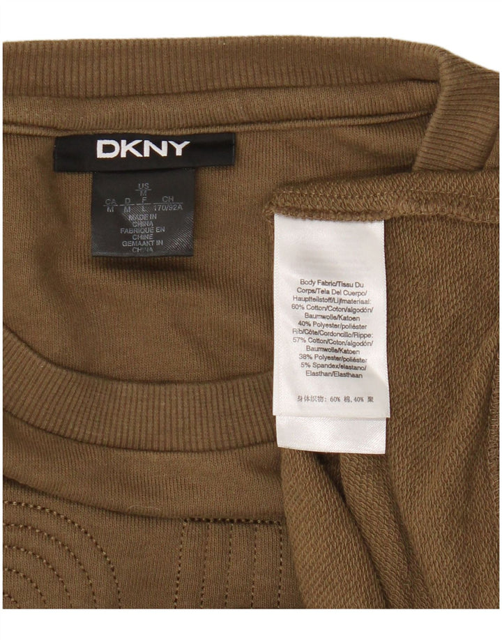 Suéter gráfico feminino Dkny UK 14 algodão cáqui médio