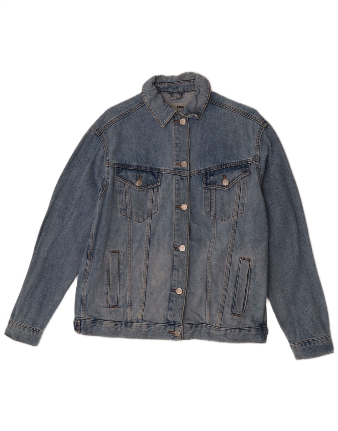 Jaqueta jeans feminina superdimensionada Topshop Reino Unido 10 algodão azul pequeno