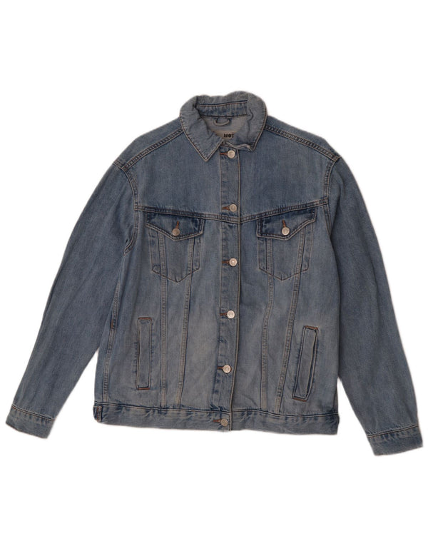 Jaqueta jeans feminina superdimensionada Topshop Reino Unido 10 algodão azul pequeno