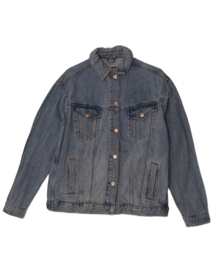 Jaqueta jeans feminina superdimensionada Topshop Reino Unido 10 algodão azul pequeno