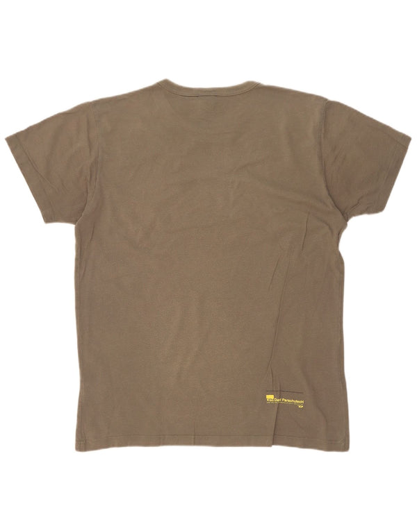 Diesel Camiseta masculina gráfica Top médio cáqui algodão colorblock