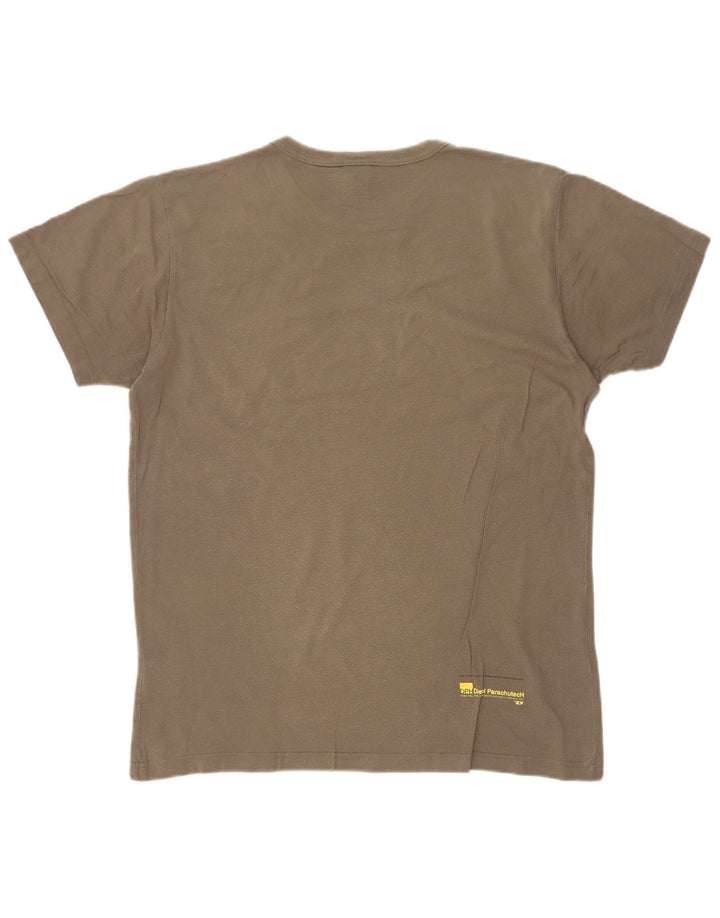 Diesel Camiseta masculina gráfica Top médio cáqui algodão colorblock