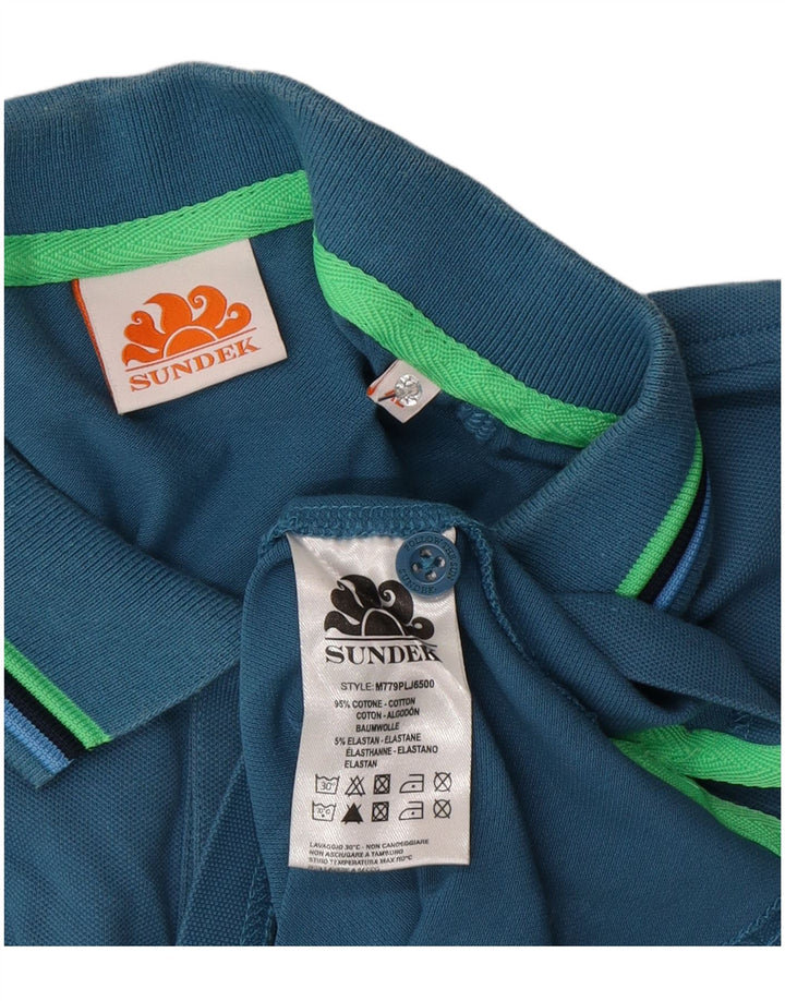 SUNDEK Mens Polo Shirt XL Blue Cotton
