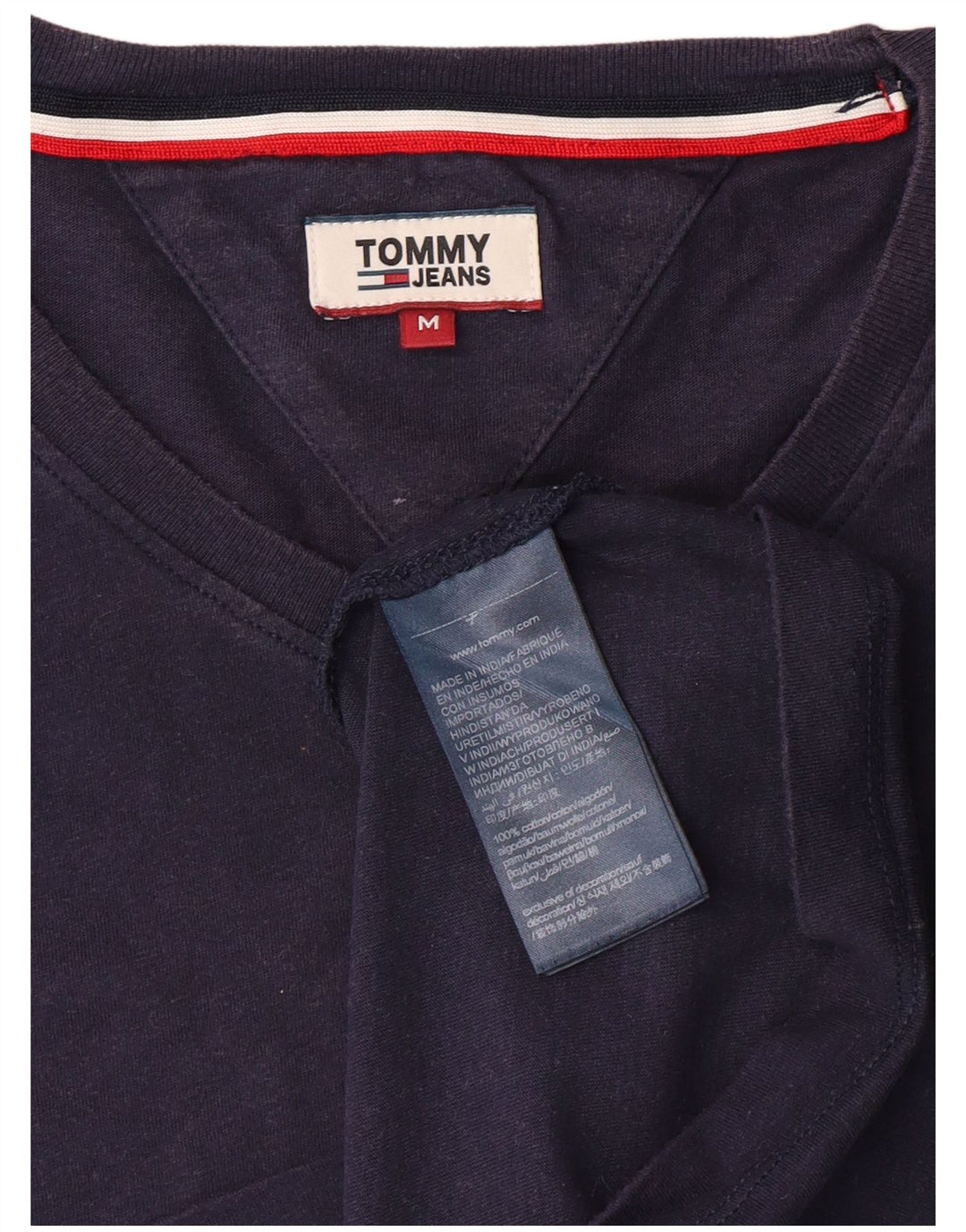 Camiseta feminina Tommy Hilfiger top médio algodão azul marinho