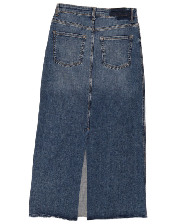 Saia jeans feminina maxi cintura alta Zara médio W28 azul