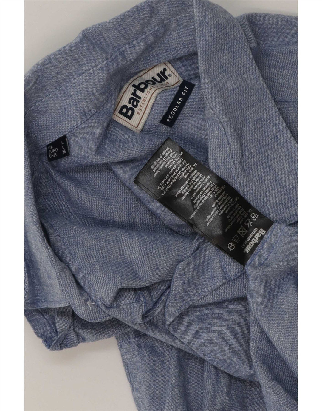 Camisa masculina Barbour manga curta regular fit grande linho azul