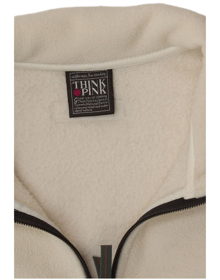 Jaqueta de lã feminina Think Pink UK 16 grande branca