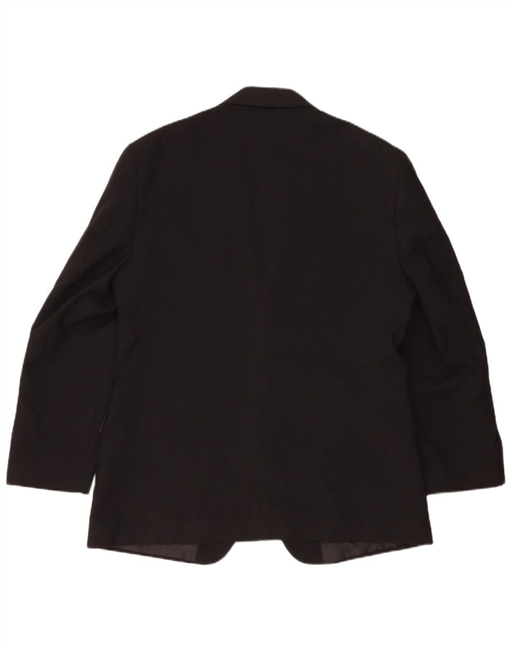 Jaqueta blazer masculina de 2 botões Marks & Spencer Reino Unido 42 grande poliéster preto