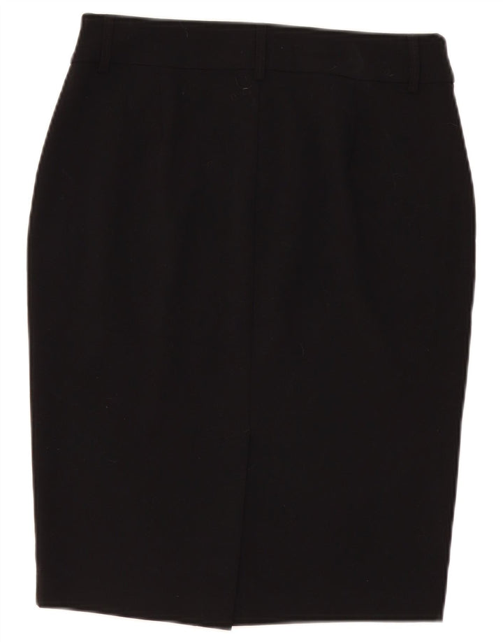 Saia lápis feminina Marks & Spencer Reino Unido 10 pequena W30 poliéster preto
