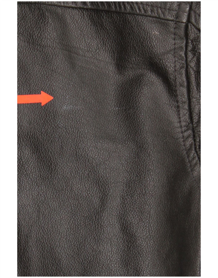 4 You Jaqueta de couro masculina UK 38 Couro preto médio