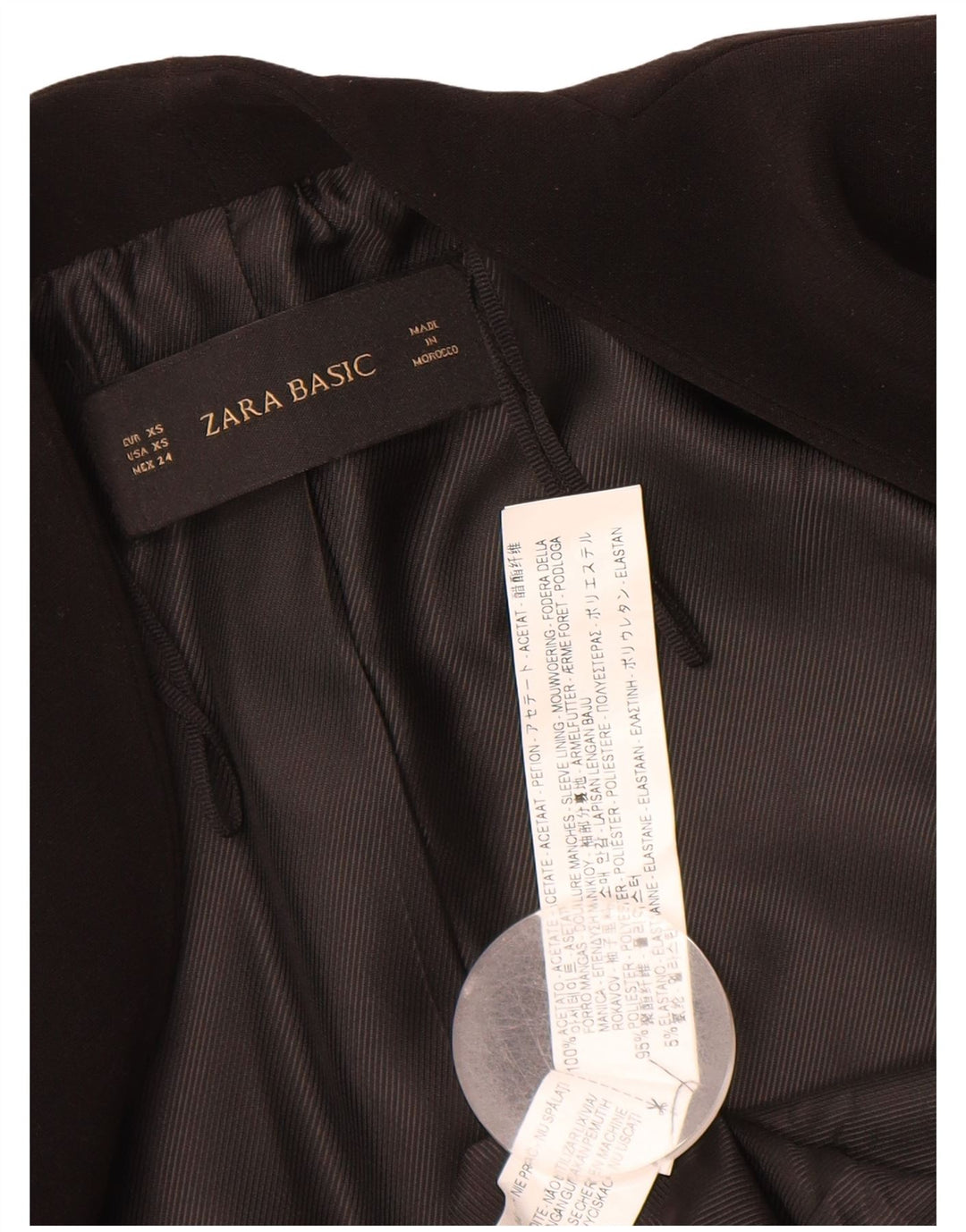 ZARA Womens Open Blazer Jacket UK 6 XS Preto Acetato
