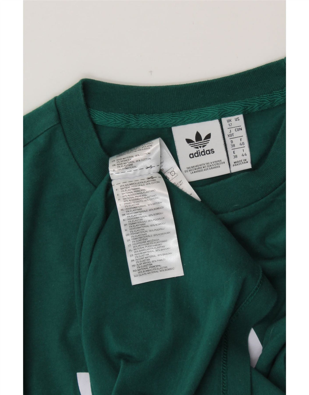 ADIDAS Womens Graphic T-Shirt Top UK 12 Médio Algodão Verde