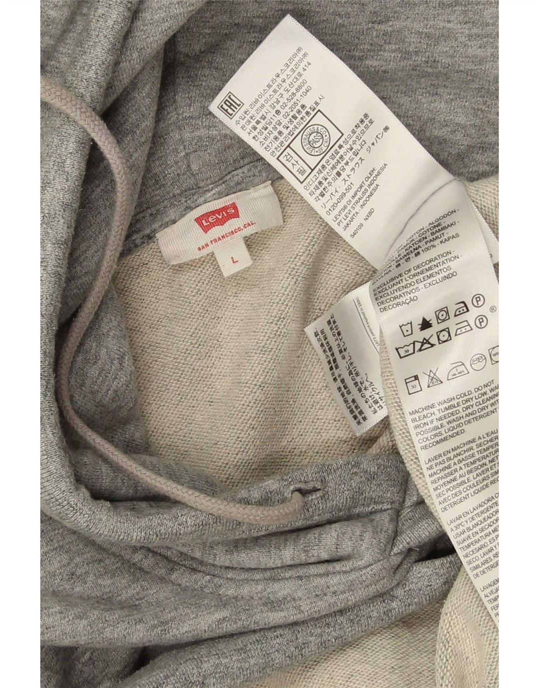 Moletom com capuz masculino Levi's grande algodão manchado cinza