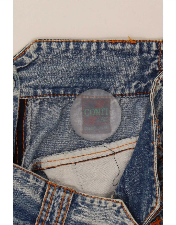 Saia jeans feminina vintage IT 42 médio W28 algodão azul