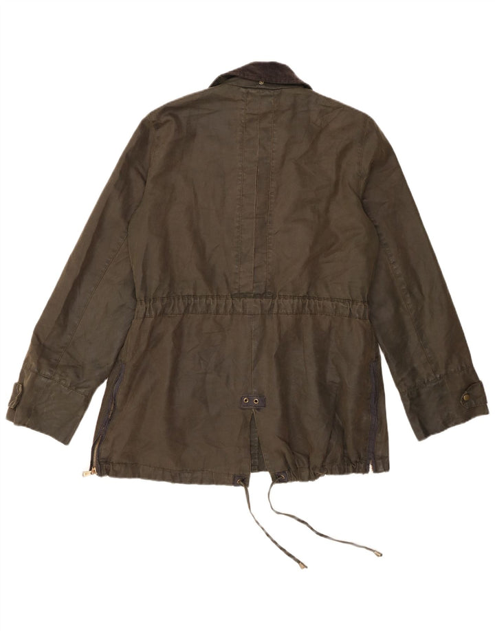 Jaqueta utilitária feminina Zara Trafaluc UK 12 algodão cáqui médio