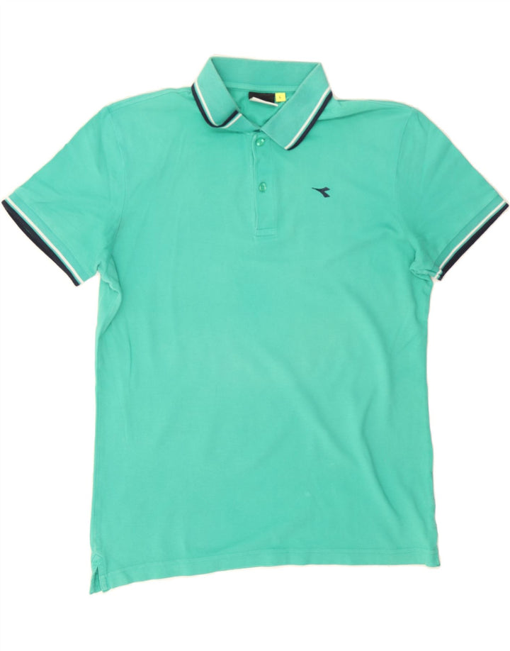 DIADORA Mens Polo Shirt Large Turquoise Cotton Vintage Diadora and Second-Hand Diadora from Messina Hembry 
