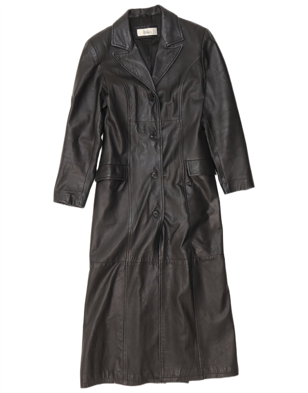 Casaco de couro feminino vintage UK 12 médio preto