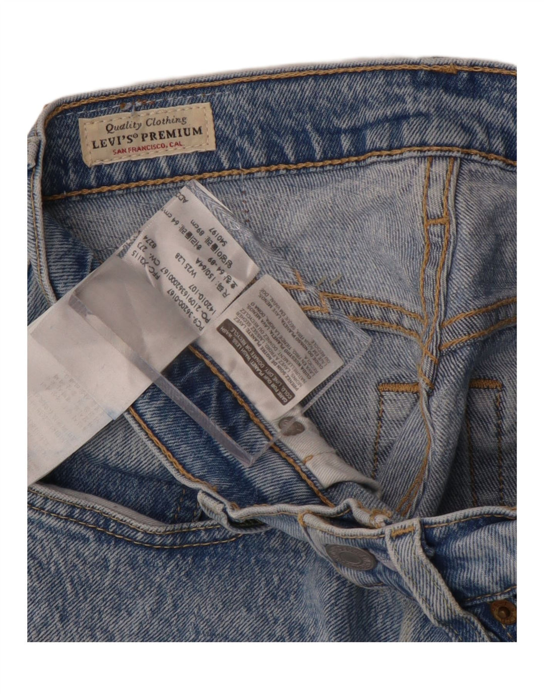 Jeans retos masculinos de cintura alta Levi's W25 L28 algodão azul
