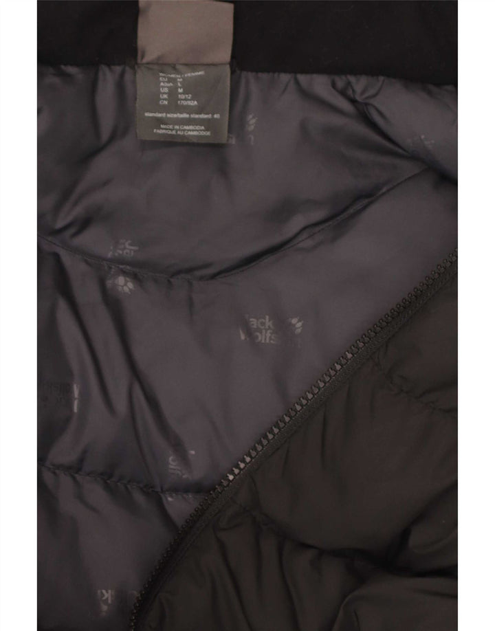 Casaco acolchoado com capuz feminino Jack Wolfskin Reino Unido 10/12 poliéster preto médio