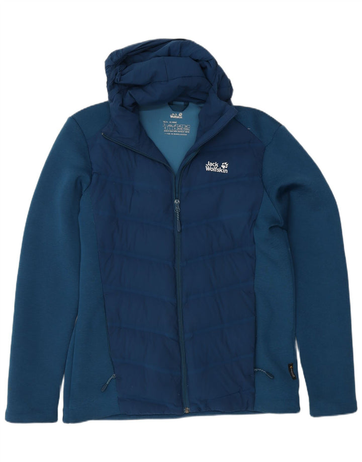Jaqueta corta-vento masculina Jack Wolfskin com capuz Reino Unido 36/38 poliéster azul pequeno