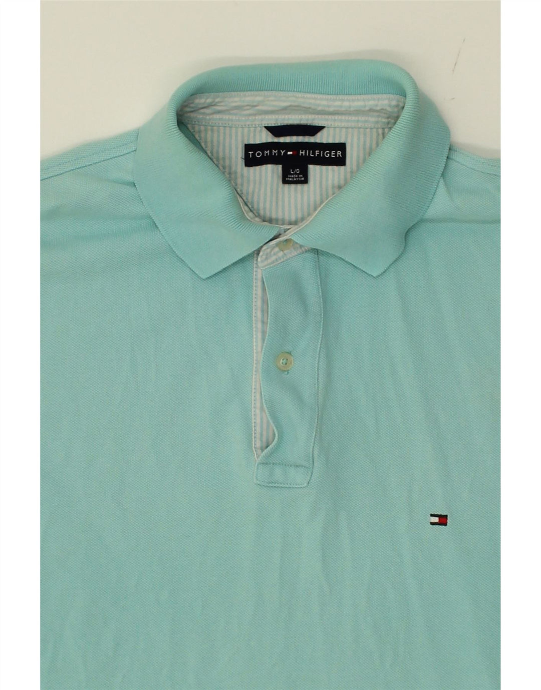 TOMMY HILFIGER Mens Polo Shirt Large Turquoise Cotton Vintage Tommy Hilfiger and Second-Hand Tommy Hilfiger from Messina Hembry 