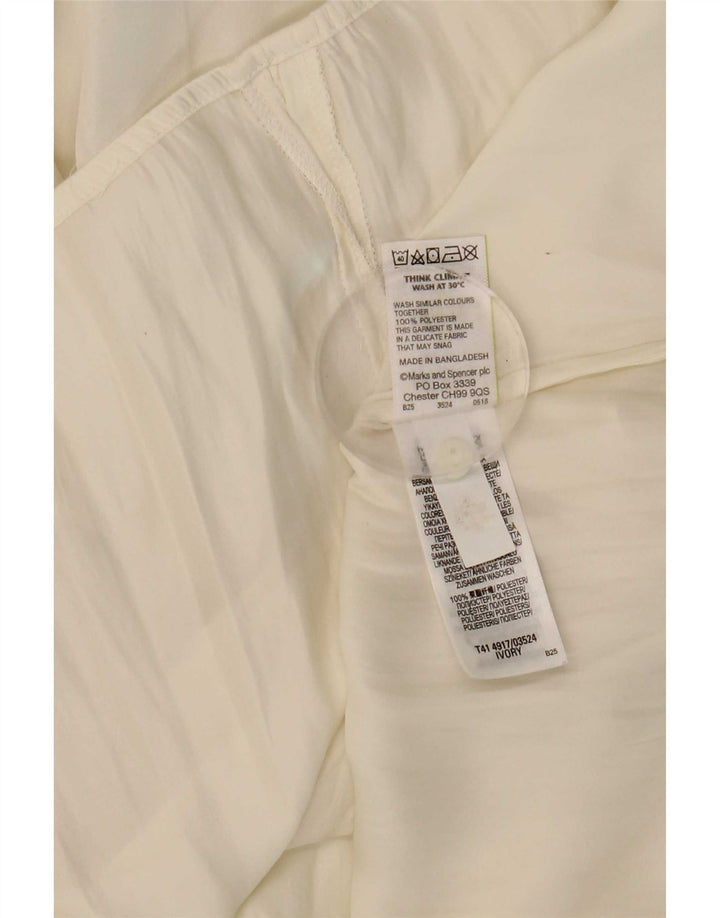 Blusa feminina Marks & Spencer com babados na frente e manga comprida Reino Unido 18 XL bege